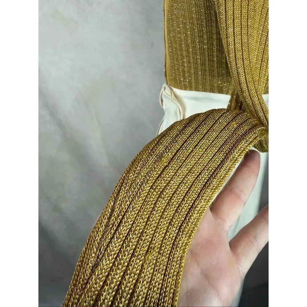 Vintage 1970s Gold Lurex Maxi Dress S Mod MCM Disco ILGWU - Picture 11 of 11